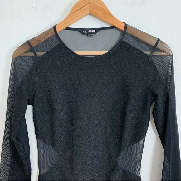 Express Shimmer Cut Out Bodycon Mesh Low Back Dress - Picture 8 of 17